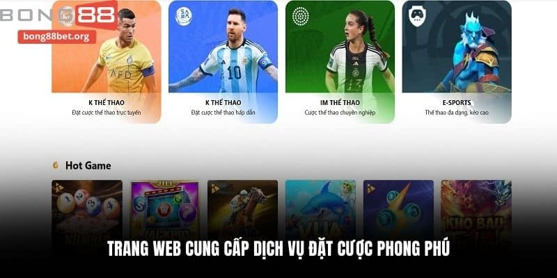 Trang web cung cấp dịch vụ đặt cược phong phú